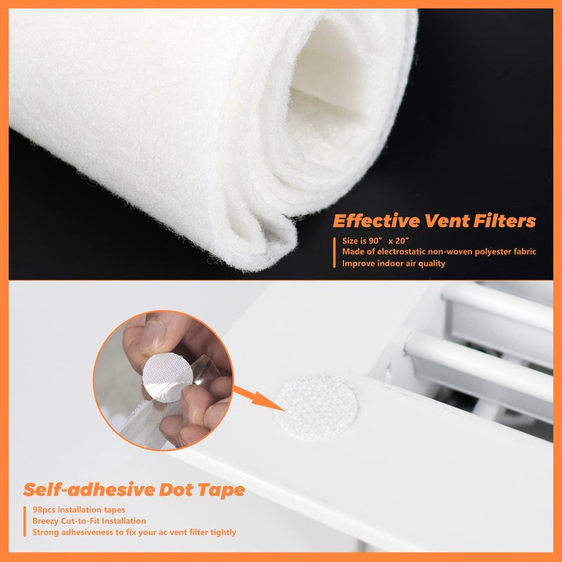 GCGOODS GCGOODS Air Vent Filter Kit, 20" x 90" Electrostatic Media with Installation Tape (36+ Filters per Pack), Registers & Grilles Airduct Filters for HVAC, AC & Heating  - Image 3