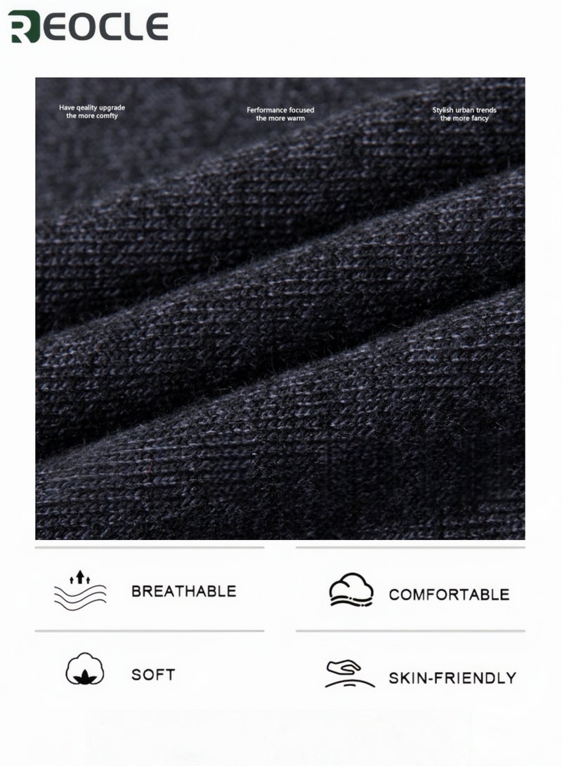 REOCLE Men's Long Sleeve Knitted Polo Shirt Classic Collared Pullover with Textured Design Comfortable Casual & Semi-Formal Top for Daily Wear - Image 4