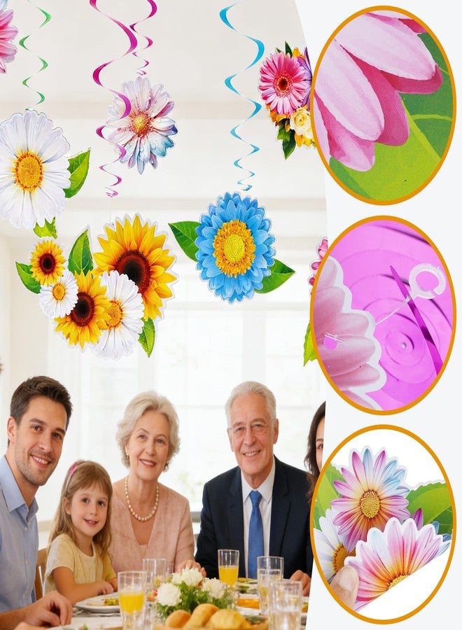 Sucrain 48 Pcs Spring Flowers Hanging Swirl Decorations, Spring Summer Sunflower Decor for Classroom Home Baby Shower Birthday Party Easter Party Mother's Day Wedding Supplies - Image 4