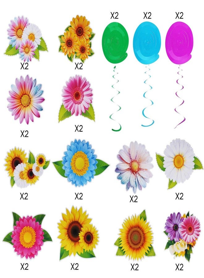 Sucrain 48 Pcs Spring Flowers Hanging Swirl Decorations, Spring Summer Sunflower Decor for Classroom Home Baby Shower Birthday Party Easter Party Mother's Day Wedding Supplies - Image 3