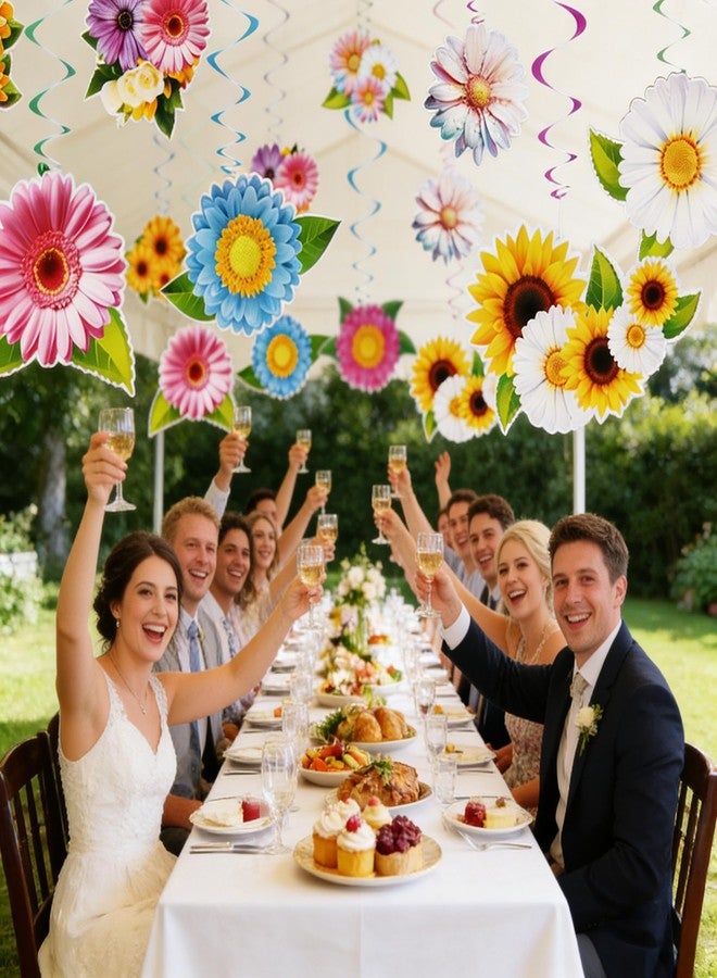 Sucrain 48 Pcs Spring Flowers Hanging Swirl Decorations, Spring Summer Sunflower Decor for Classroom Home Baby Shower Birthday Party Easter Party Mother's Day Wedding Supplies - Image 5
