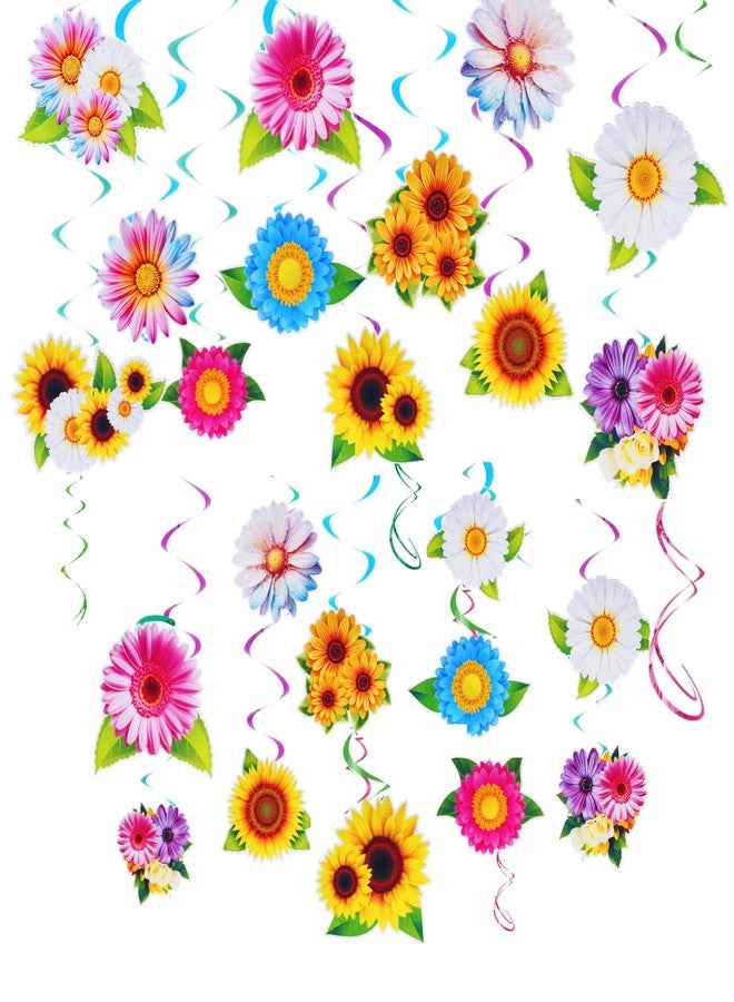 Sucrain 48 Pcs Spring Flowers Hanging Swirl Decorations, Spring Summer Sunflower Decor for Classroom Home Baby Shower Birthday Party Easter Party Mother's Day Wedding Supplies - Image 1