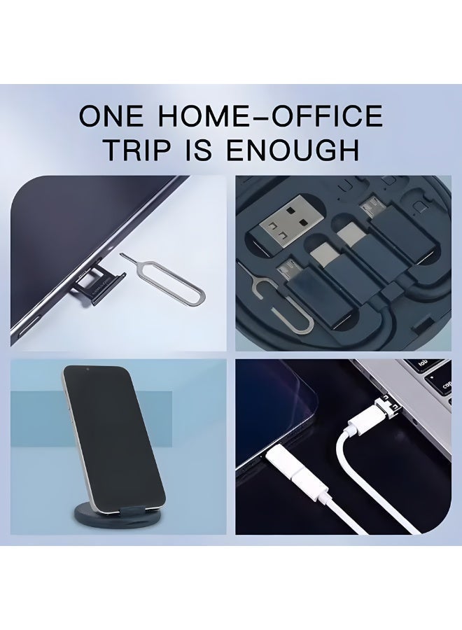 مجموعة محول كابل شحن متعدد، محول كابل USB من النوع C إلى Micro USB/Lightning/USB من النوع A يمكن استخدامه كحامل للهاتف - Image 5