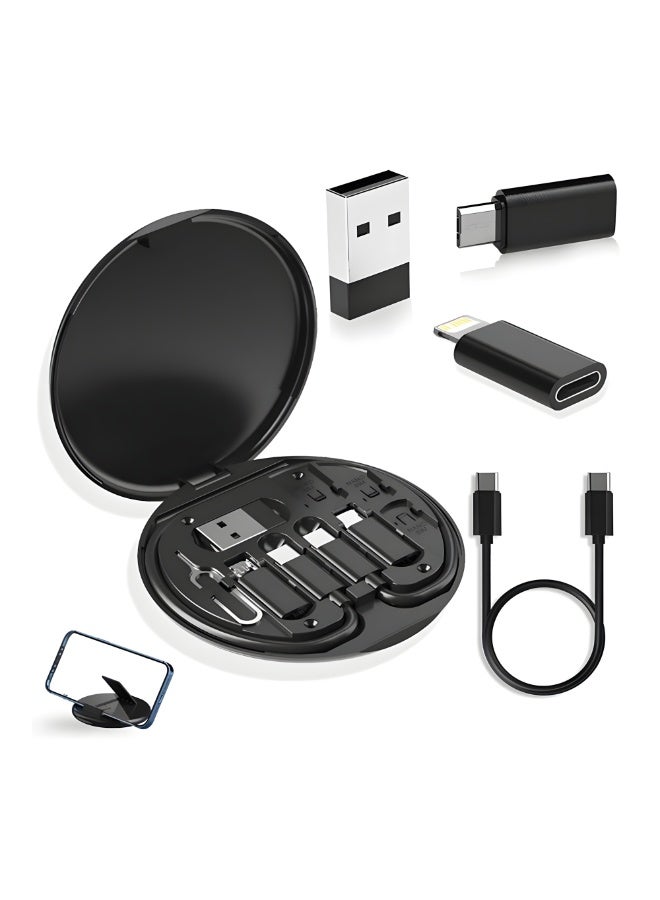 مجموعة محول كابل شحن متعدد، محول كابل USB من النوع C إلى Micro USB/Lightning/USB من النوع A يمكن استخدامه كحامل للهاتف - Image 1
