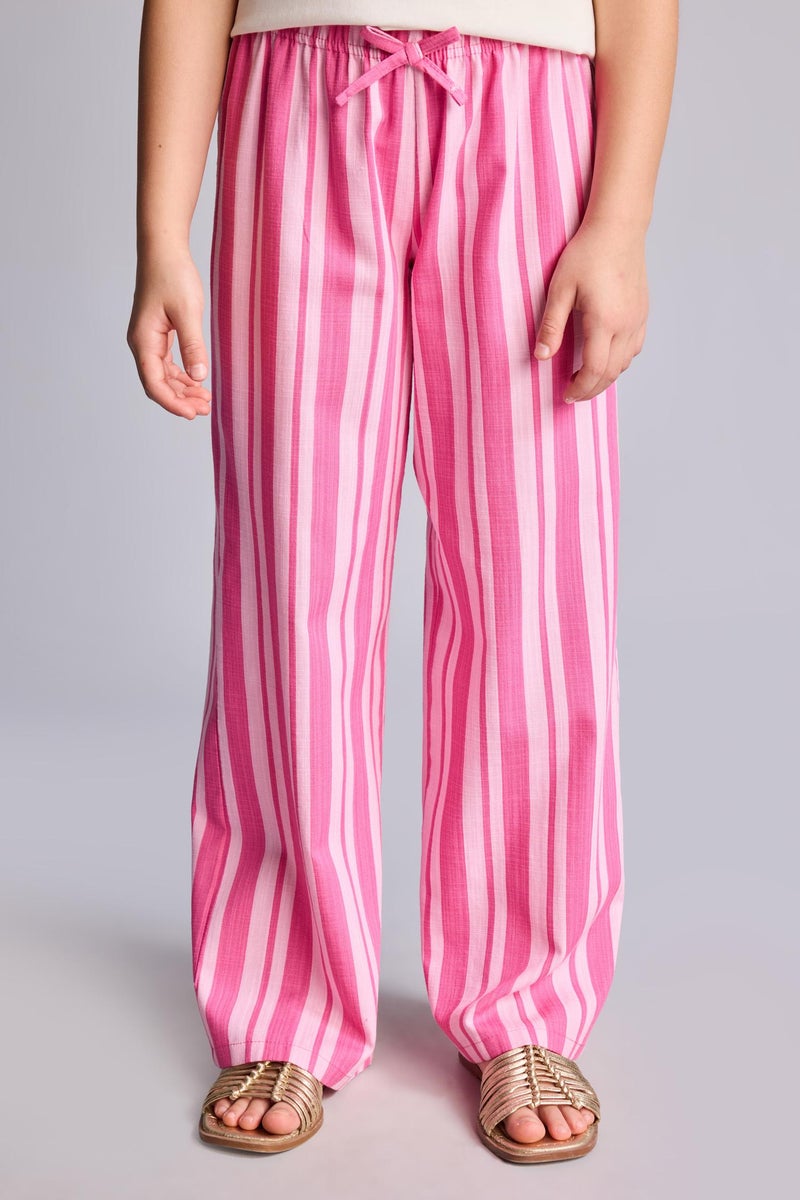 DeFacto Pink Girl Girl Striped Wide Leg Trousers Casual - Image 4