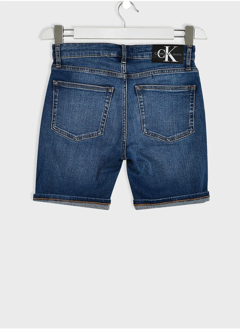 Calvin Klein Jeans Kids Mid Wash Denim Shorts