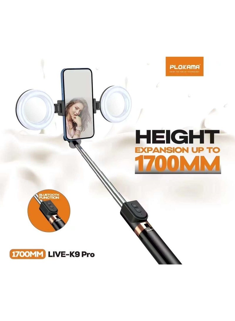 PLOKAMA Live-K9 Pro 1700mm Live Broadcast Stand – Adjustable Tripod Phone Holder with Ring Light Mount, Overhead Arm, 360° Rotation – Professional Streaming Stand for TikTok, YouTube, Makeup, Photography - Image 5