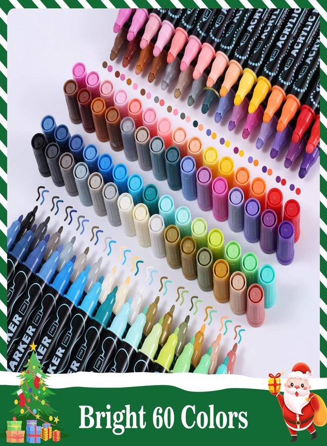 nauets 60 Colors Waterproof Dual Tip Acrylic Paint Markers, Dot & Fine Tip Premium Coloring Markers Set for Rock, Glass, Wood, Ceramic Surfaces and DIY Crafts Making Art Supplies - Image 4