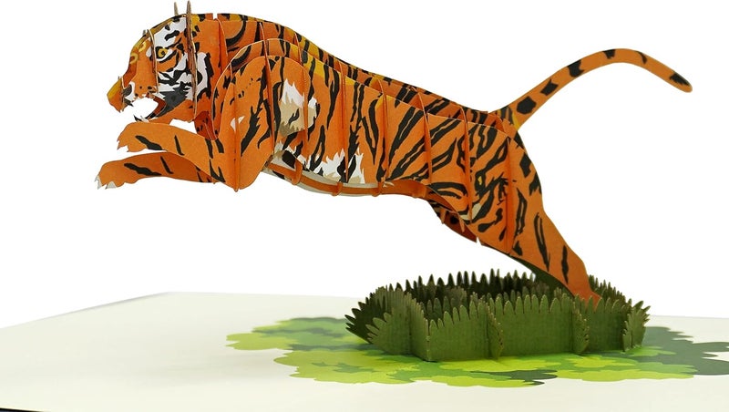 CUT POPUP.COM CUTPOPUP Tiger Birthday Card, Pop Up Birthday Card, 3d Greeting Cards Birthday,congratulations Pop Up Card - Image 1