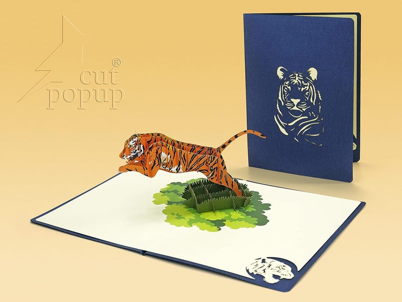 CUT POPUP.COM CUTPOPUP Tiger Birthday Card, Pop Up Birthday Card, 3d Greeting Cards Birthday,congratulations Pop Up Card - Image 4