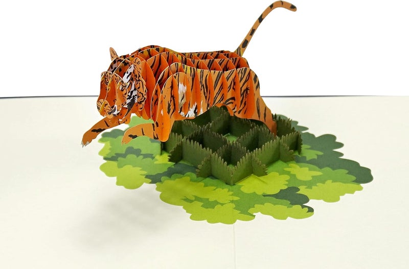 CUT POPUP.COM CUTPOPUP Tiger Birthday Card, Pop Up Birthday Card, 3d Greeting Cards Birthday,congratulations Pop Up Card - Image 5