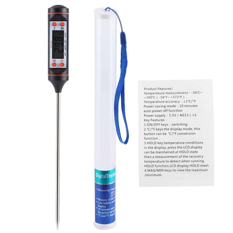 Digital Food Thermometer Probe Cooking Meat Thermometer with Storage Box for BBQ Kitchen Tools - Image 1