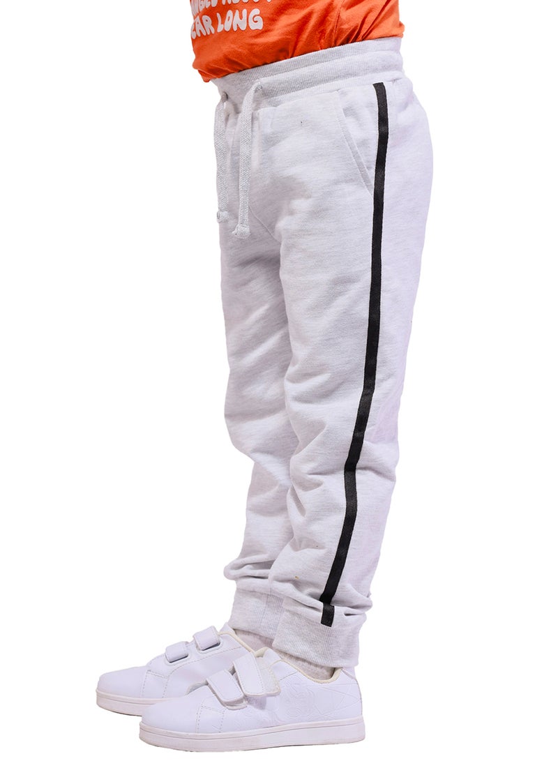 Nuego Pure Cotton Joggers for Kids Boys, Ultra-soft Premium Fabric, Mid Rise Stripe Print Kids Boys Joggers for Toddler Kids 2 - 7 Years (Grey) - Image 1