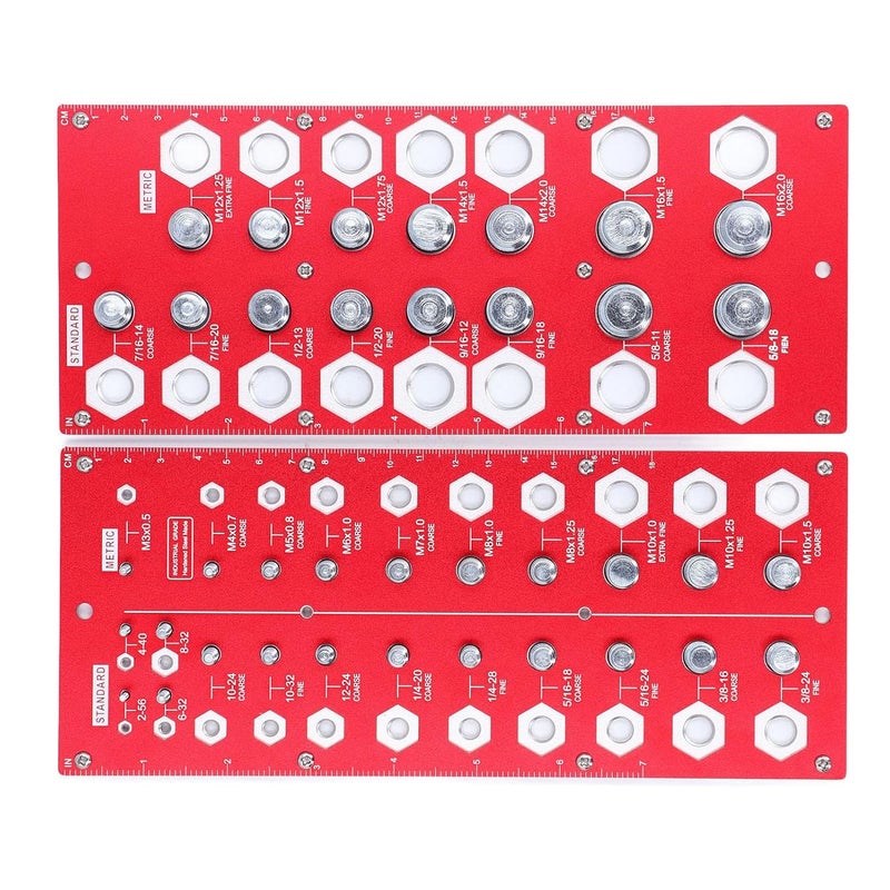 مقياس فحص خيوط سبائك الألومنيوم بوصة متري 38 حجم محدد صامولة برغي مسطرة 2 قطعة - Image 4