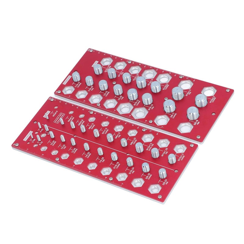 مقياس فحص خيوط سبائك الألومنيوم بوصة متري 38 حجم محدد صامولة برغي مسطرة 2 قطعة - Image 3