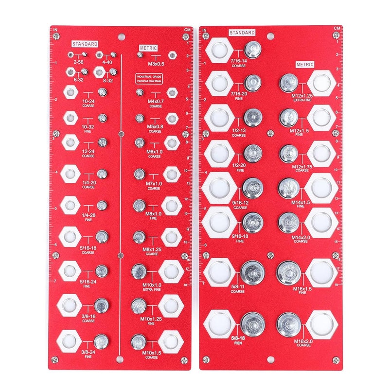 مقياس فحص خيوط سبائك الألومنيوم بوصة متري 38 حجم محدد صامولة برغي مسطرة 2 قطعة - Image 1