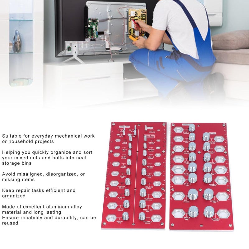 مقياس فحص خيوط سبائك الألومنيوم بوصة متري 38 حجم محدد صامولة برغي مسطرة 2 قطعة - Image 5