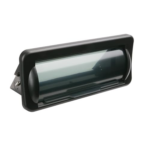 Scosche ACM5B Universal Marine Radio Cover - Water Resistant Boat Dash Radio Protector Shield with Spring Loaded Flip-Up Retractable Door, Single DIN Marine Stereo Kit - Durable Boat Accessory - Black - Image 1