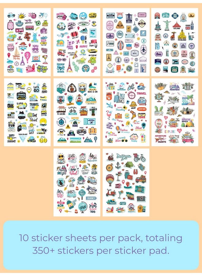 دودل كتيب ملصقات حائط من ورق DOODLE مكون من 10 صفحات مع أكثر من 350 ملصق حائط ذاتي اللصق ممتع وفريد وملون | مثالي للفتيات والأطفال والمراهقين والبالغين (يوميات السفر)، 21 سم، 14.5 سم - Image 2