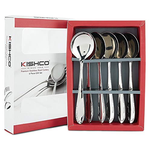 Kishco Stainless Steel French DinnerDessert Soup Spoon Pack of 6 - Image 1