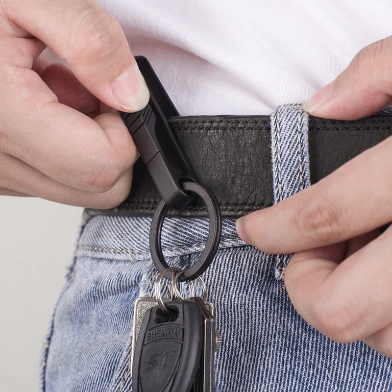 fegve Belt Keychain Titanium Belt Loop Key Holder, Stainless Steel Back Clip, with Detachable Keyring for Men and Women - Image 5