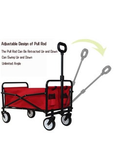 Generic Folding Shopping Trolley Cart, Heavy Duty Collapsible Wagon Cart,Outdoor Garden Cart with Adjustable Handle and Universal Wheels,Portable Large Capacity Multipurpose Wagon For Camping, Picnic,Beach  - Image 1