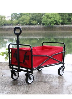 Generic Folding Shopping Trolley Cart, Heavy Duty Collapsible Wagon Cart,Outdoor Garden Cart with Adjustable Handle and Universal Wheels,Portable Large Capacity Multipurpose Wagon For Camping, Picnic,Beach  - Image 2
