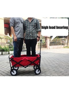 Generic Folding Shopping Trolley Cart, Heavy Duty Collapsible Wagon Cart,Outdoor Garden Cart with Adjustable Handle and Universal Wheels,Portable Large Capacity Multipurpose Wagon For Camping, Picnic,Beach  - Image 3