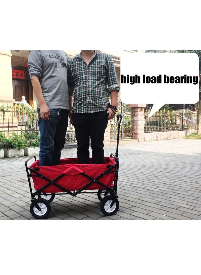 Generic - Folding Shopping Trolley Cart, Heavy Duty Collapsible Wagon Cart,Outdoor Garden Cart with Adjustable Handle and Universal Wheels,Portable Large Capacity Multipurpose Wagon For Camping, Picnic,Beach - Image 1