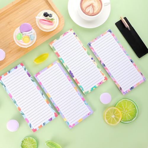 Thboxes 4 Pack Magnetic Note Pad for Fridge with Pen Holder, Totally 200 Sheets Grocery List Magnet Pad for Refrigerator Magnetic Shopping List Pad（Floral Design） - Image 4