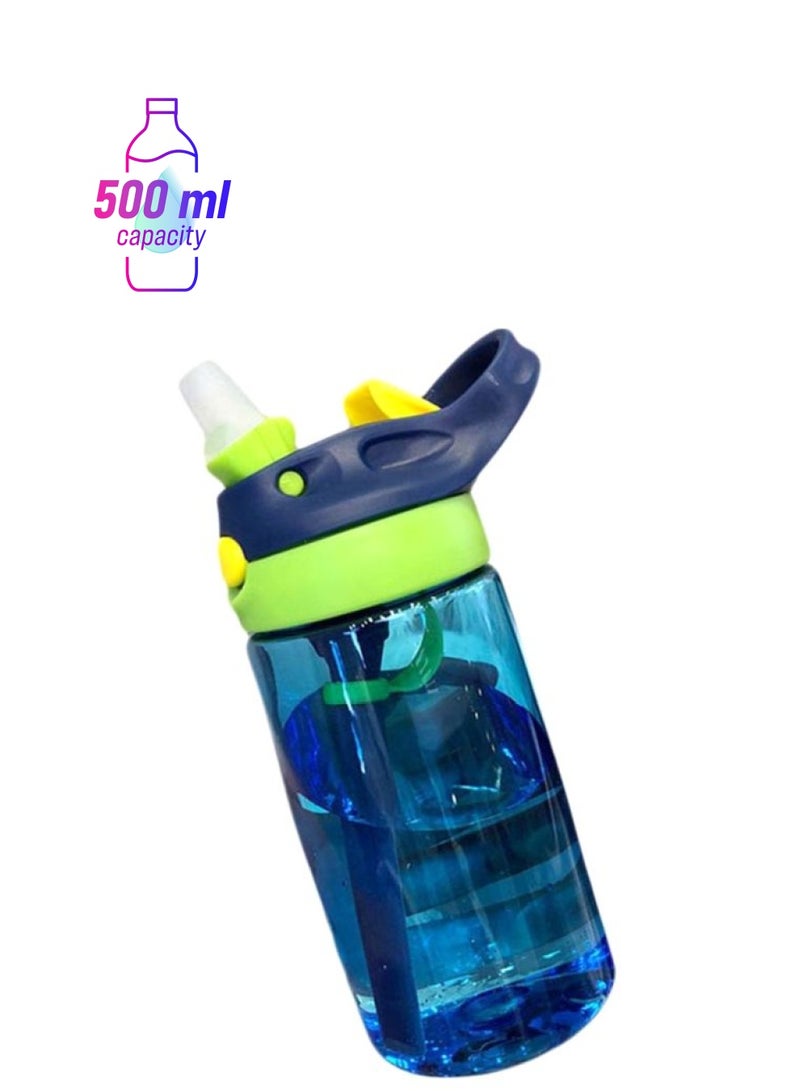 Alyashmac Feeding Straw Drinking Water Bottle Blue/Green/Yellow 500ml