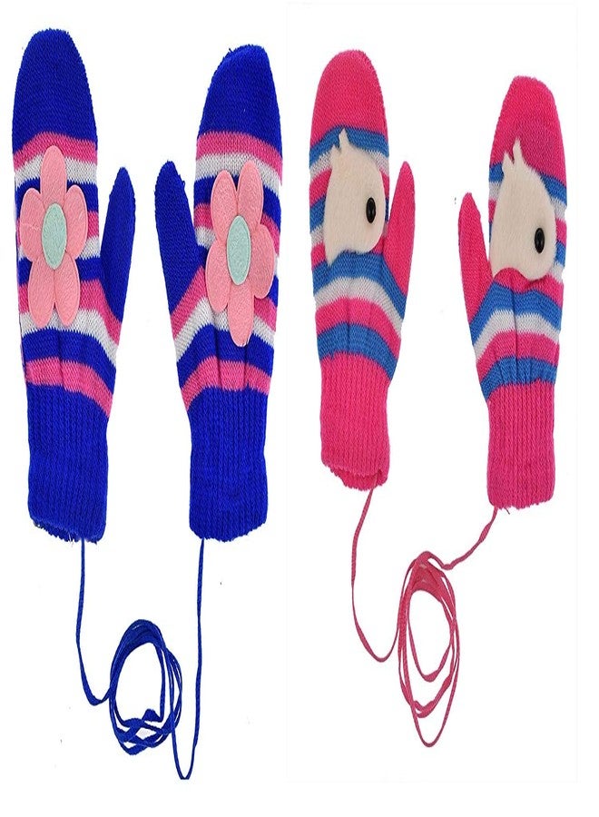 Malvina قفازات مالفينا الشتوية الصوفية متعددة الألوان للأطفال الرضع من عمر سنة إلى ثلاث سنوات، عبوة من قطعتين - Image 1