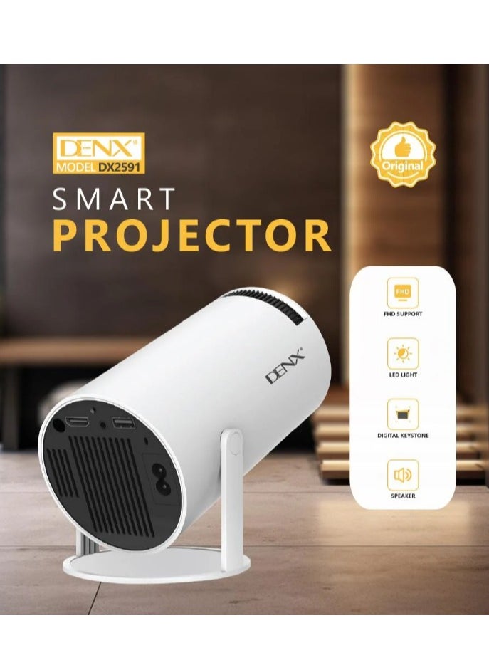 Denx - Smart Projector Professional Viewing Experience with 1080p FHD Resolution With LED lighting digital Keystone technology and Bluetooth and Wi-Fi connectivity. - Image 1