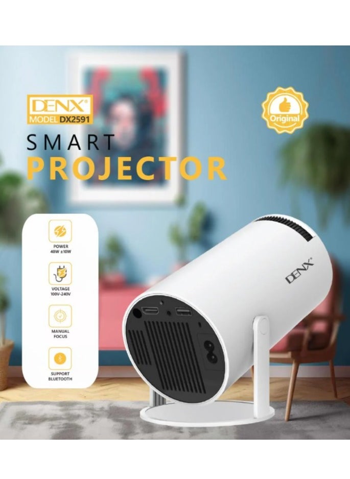 Denx - Smart Projector Professional Viewing Experience with 1080p FHD Resolution With LED lighting digital Keystone technology and Bluetooth and Wi-Fi connectivity. - Image 1