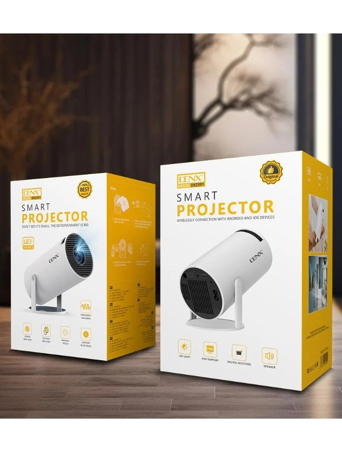 Denx - Smart Projector Professional Viewing Experience with 1080p FHD Resolution With LED lighting digital Keystone technology and Bluetooth and Wi-Fi connectivity. - Image 1