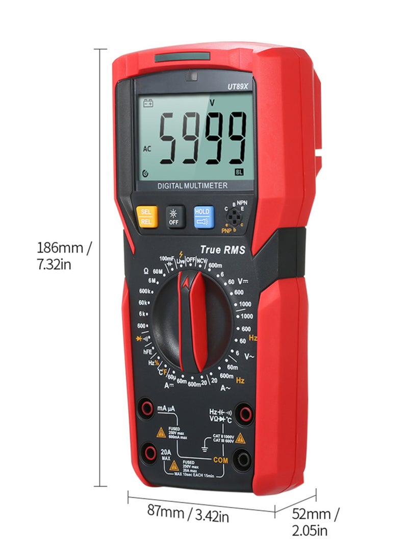 UNI-T UT89X Digital Multimeter High Accuracy Handheld Mini Universal Meter 6000 Counts LCD Display True RMS Measure AC/DC Voltage Current Resistance Capacitance Frequency Temperature Diode Tester - Image 4