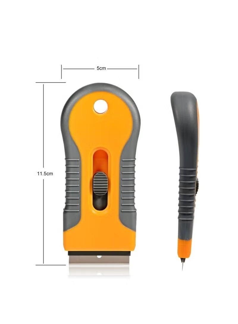 Ceramic Scraper,Ceramic Scraper Car Sticker Remover Glass Stove Top Razor Scraper Label,Glue,Paint,Adhesive Remover Tool + 10pcs Stainless Steel Razor Blades (Yellow) - Image 3