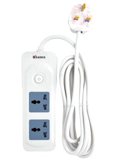 KADRIS Power Strips CG-3001 Heavy Duty Extension Cord with 2 way Outlets with switch, Charging Socket with 4 meter Heat resistant  Extension Cord (White) ESMA approved  - Image 2