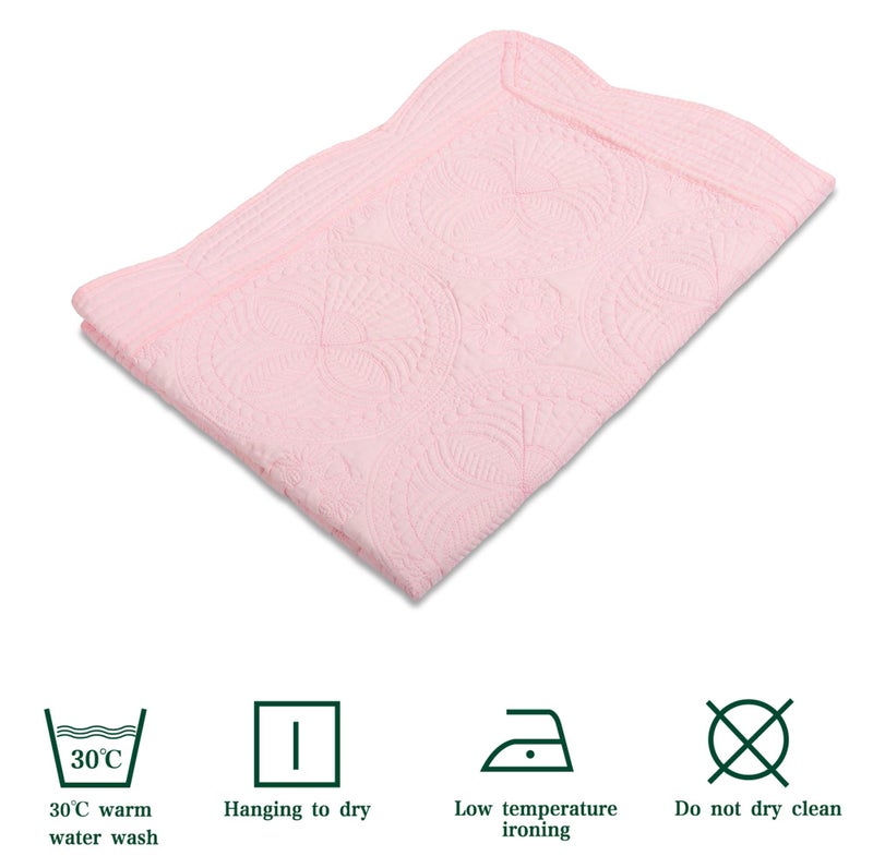 MONOBLANKS Baby Quilt Personlized Monogram Lightweight Embossed Scalloped Throw Blanket Four Seasons (Pink) - Image 3