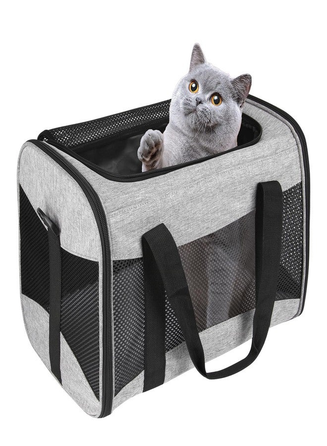 Top tasta Cat Carrying Case - Pet Carrier Airline Approved, Protable and Breathable Pet Travel Carrier Removable Fleece Pad, Collapsible Cat Carrier Dog Carrier for Medium Cats Small Cats Dogs (X-L Grey&Black) - Image 1