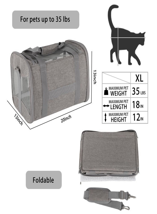 Top tasta Cat Carrying Case - Pet Carrier Airline Approved, Protable and Breathable Pet Travel Carrier Removable Fleece Pad, Collapsible Cat Carrier Dog Carrier for Medium Cats Small Cats Dogs (X-L Grey&Black) - Image 2