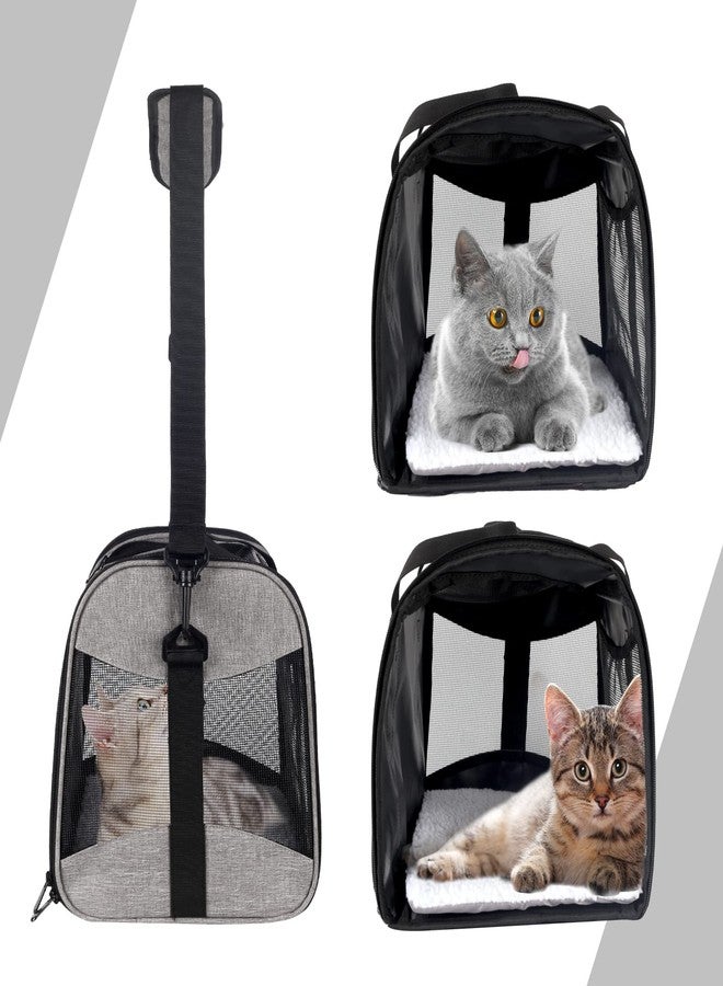 Top tasta Cat Carrying Case - Pet Carrier Airline Approved, Protable and Breathable Pet Travel Carrier Removable Fleece Pad, Collapsible Cat Carrier Dog Carrier for Medium Cats Small Cats Dogs (X-L Grey&Black) - Image 3