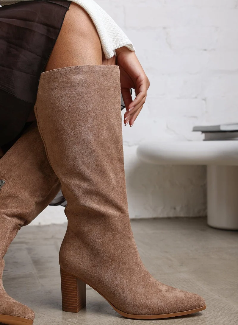 ويرز ذات فروم 'Delta' Block Heel Knee High Boots With Side Zip