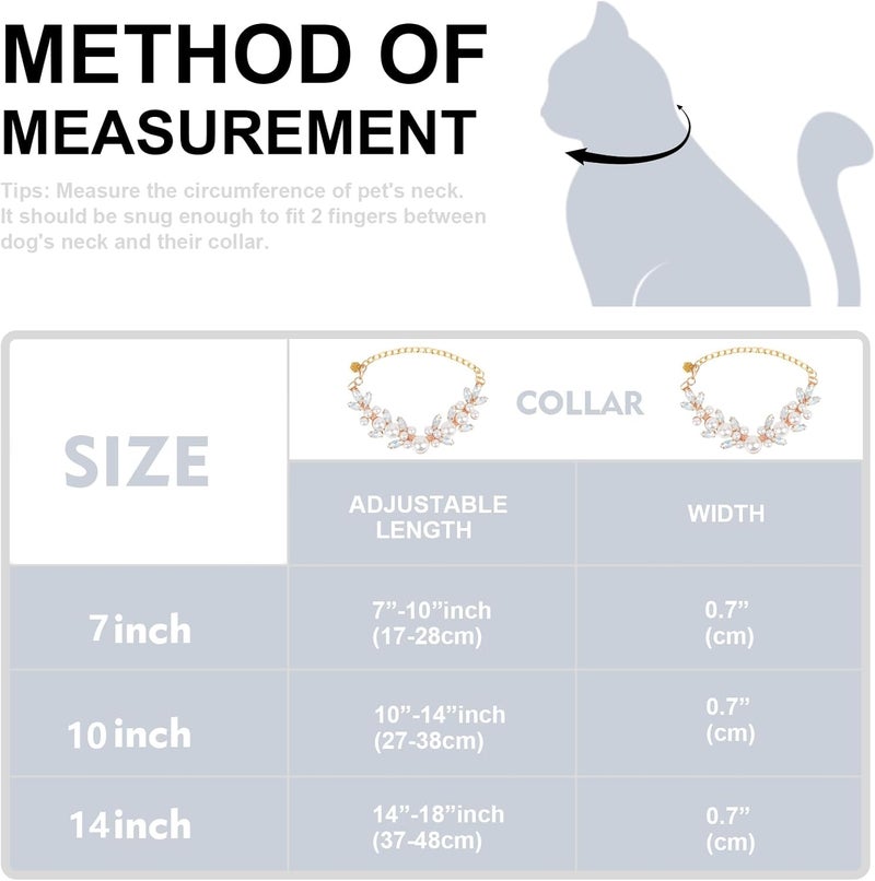 HOWWFALY Dog Cat Rhinestone Collars with Paw Crystal Diamonds Gold Collars Necklace Adjustable Collar Dog Chain Cat Diamonds Princess Pet Collar (White, M) - Image 2