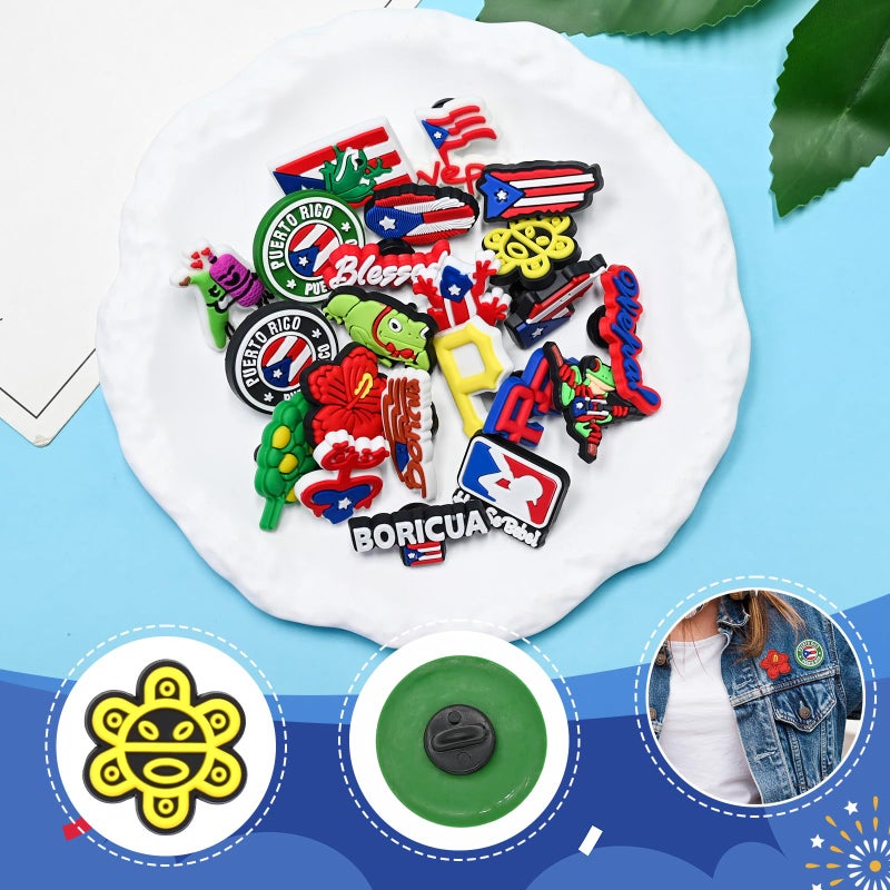 YEALQUE 30PCS Puerto Rico Pins for Backpack Puerto Rico Pin BBulk for Badge/Jackets/Hats/Bag/Shoes/Landyards Teens Men Women Gifts - Image 3