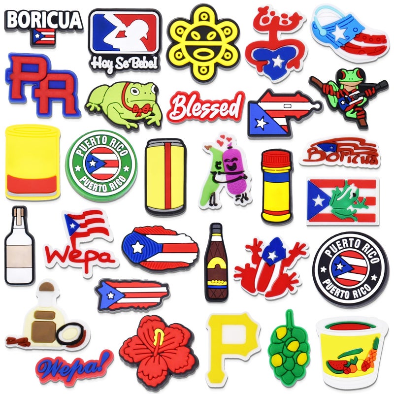 YEALQUE 30PCS Puerto Rico Pins for Backpack Puerto Rico Pin BBulk for Badge/Jackets/Hats/Bag/Shoes/Landyards Teens Men Women Gifts - Image 1