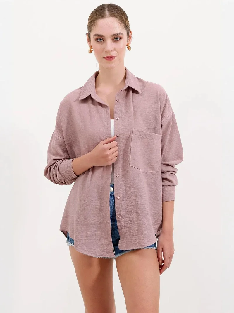 بيغ دارت قميص أساسي مفصل من الكتان المخلوط من