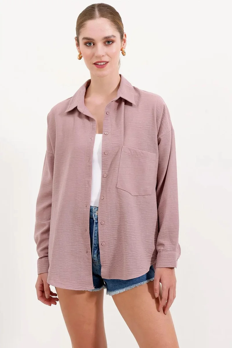 Big Dart BDART Linen Blended Shirt with Button Closure