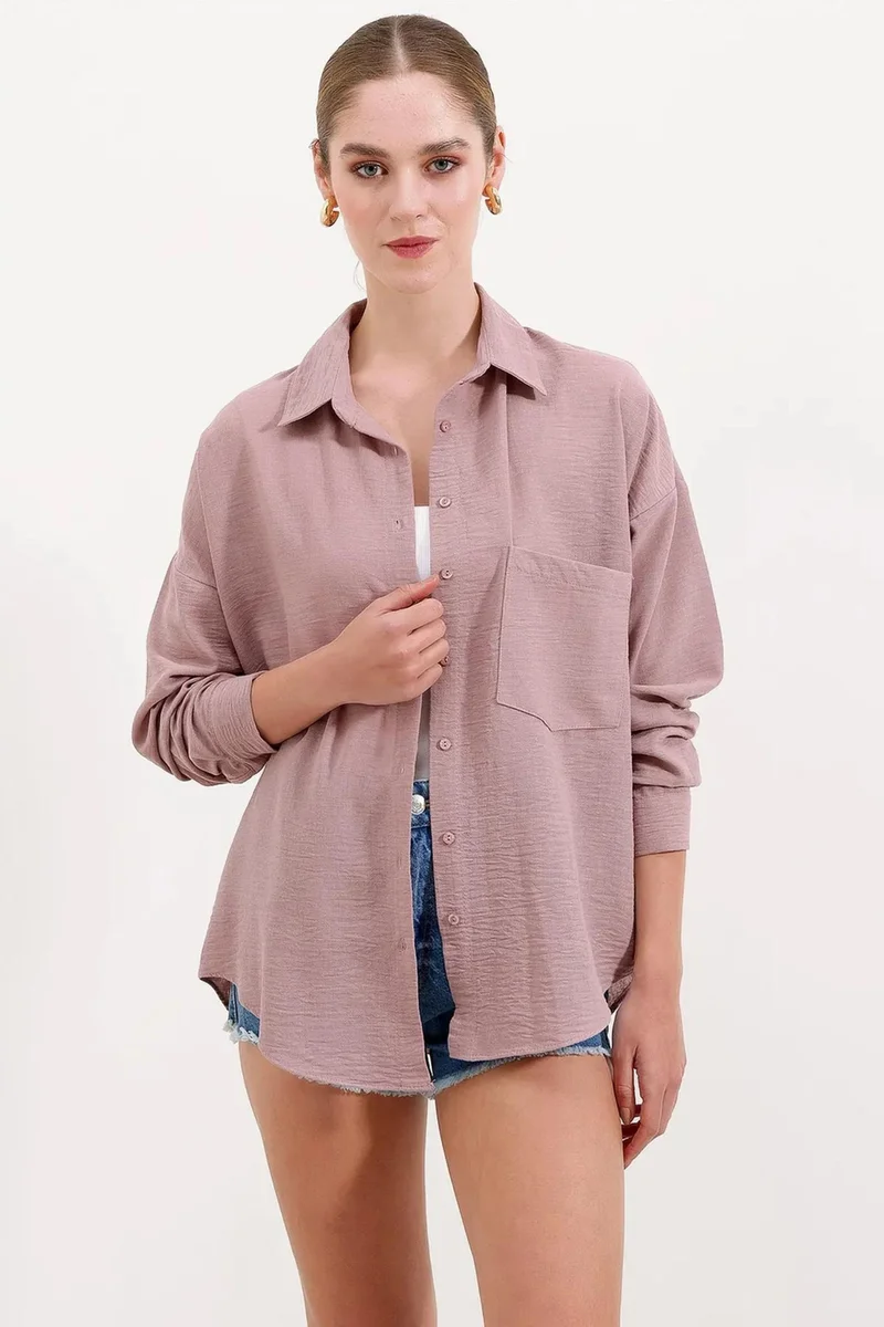 Big Dart BDART Linen Blended Shirt with Button Closure