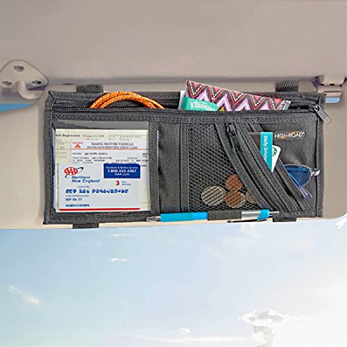 High Road Car Visor Organizer with Secure Zip Pockets, Sunglasses Holder and Clear Registration and Insurance Pocket - Heavy Duty Straps Fit Most Car, SUV and Truck Visors - Image 2